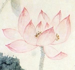 唐云的早期立轴作品《荷花图》